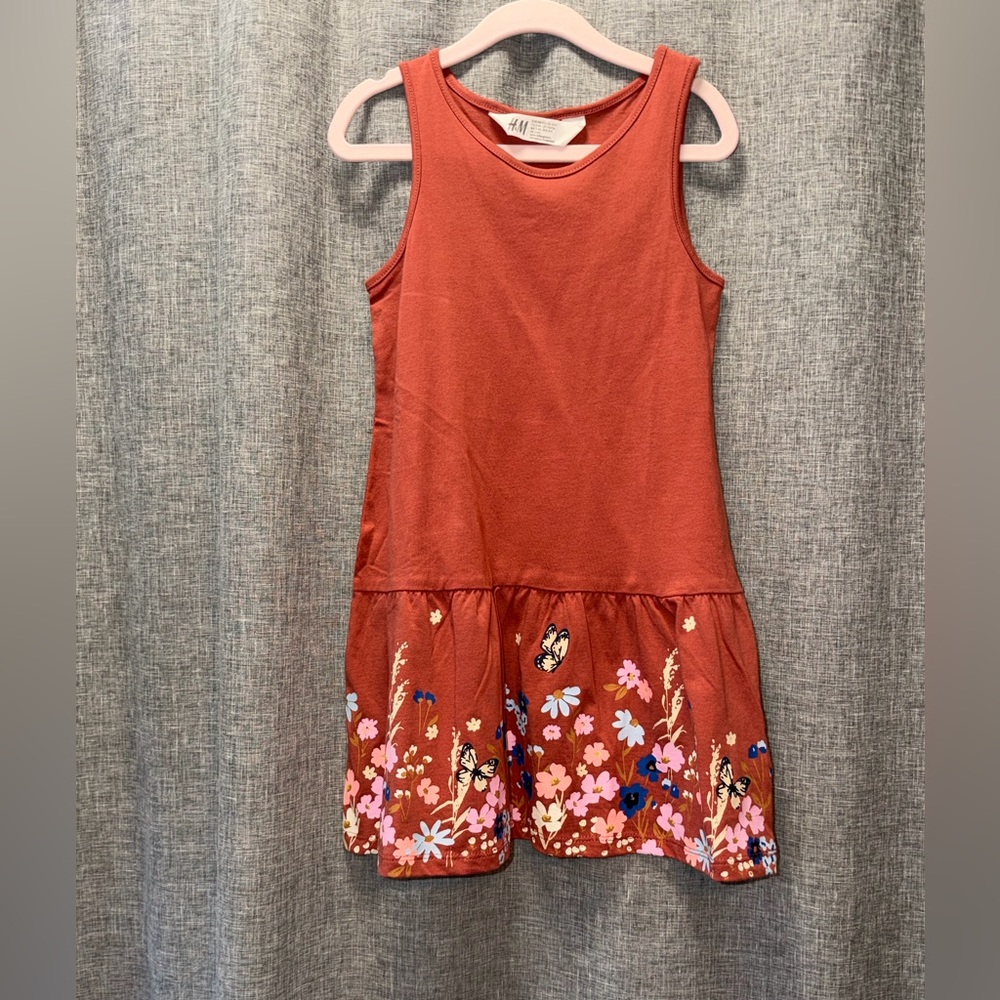 H&M Rust Floral Kids Dress 3/4T
